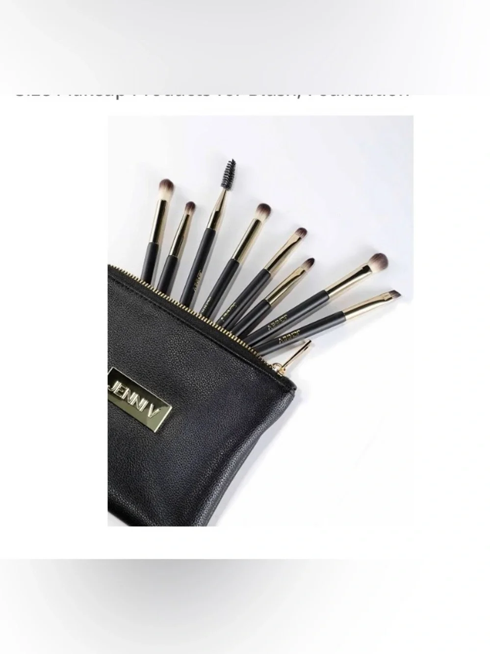 JENNI V Black & Gold Makeup 14- piece Brush Set with Bag